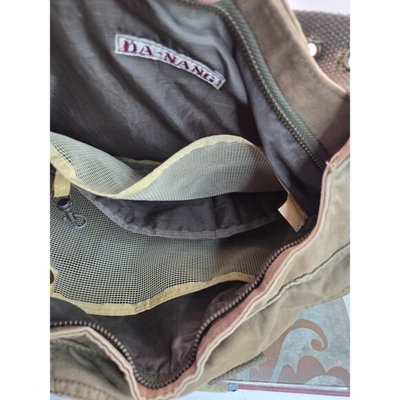 Da-Nang Bag Recycled Green Military Wear Satchel Multi Pockets Snap Zip Vintage - Picture 14 of 16